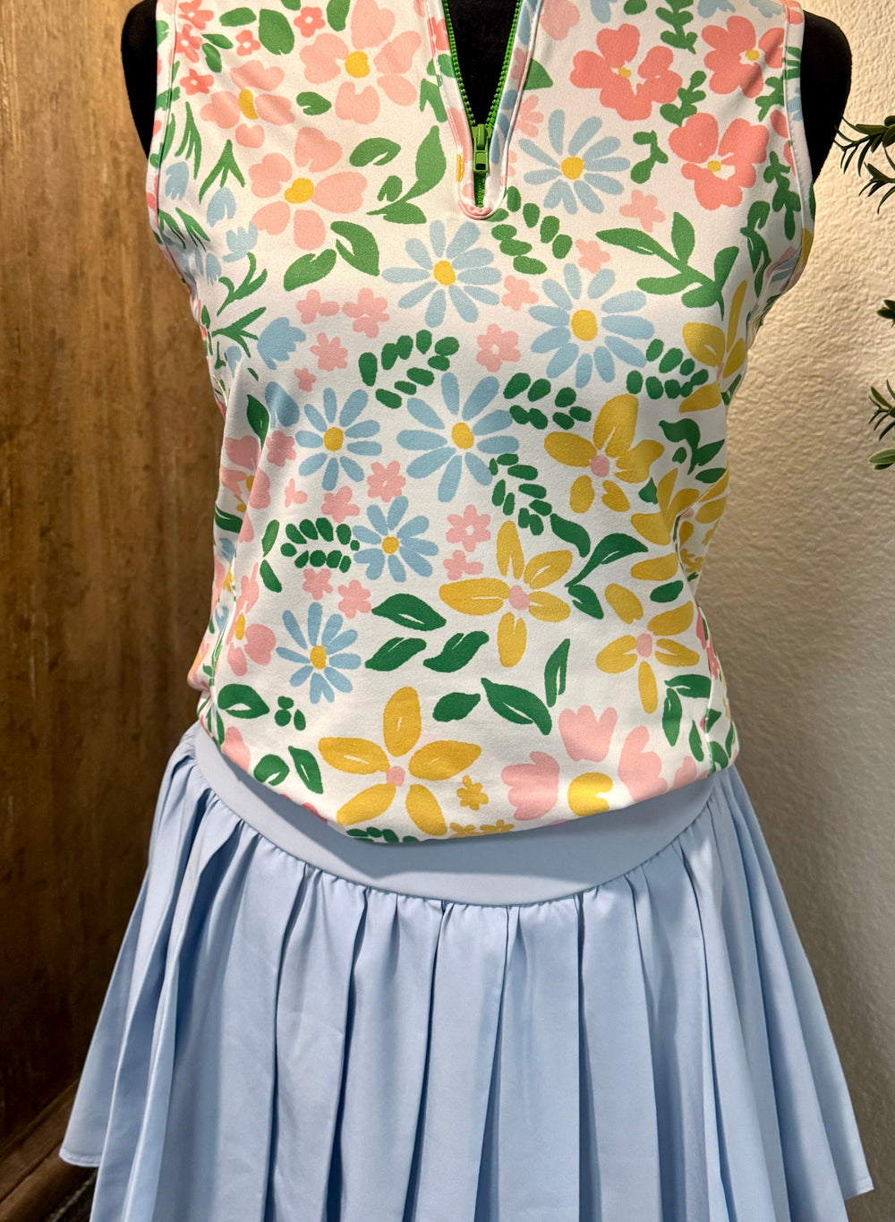 Blue Pleated Fairway Skirt