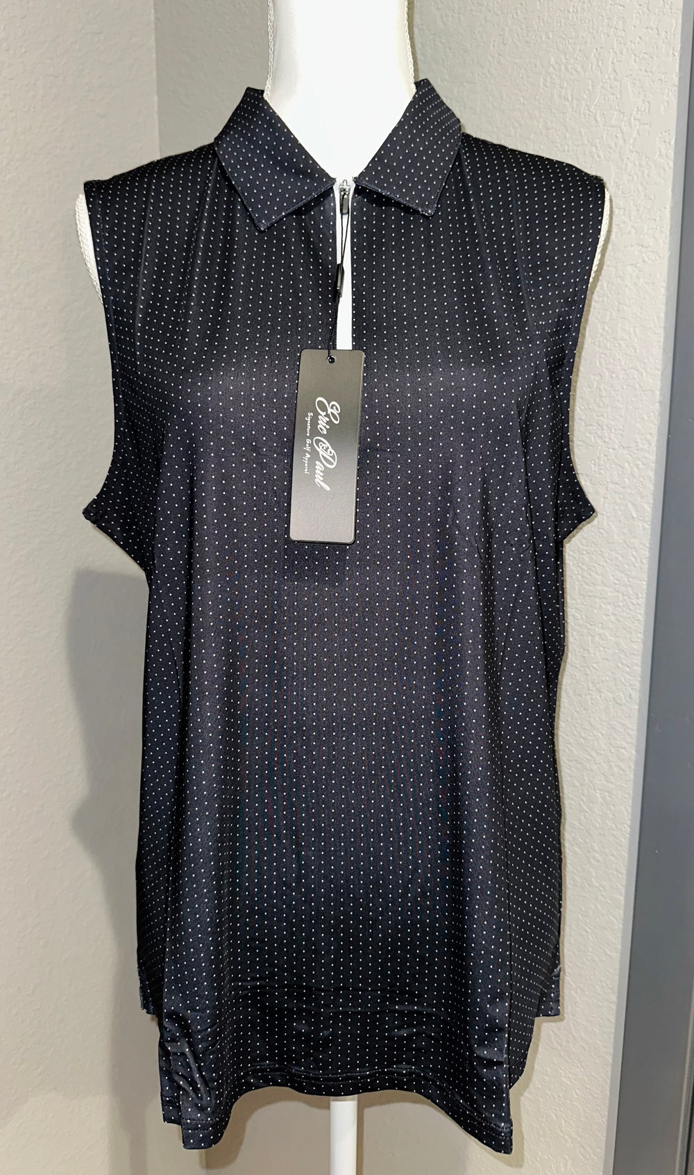 Ladies Sleeveless Polka Dot Polo