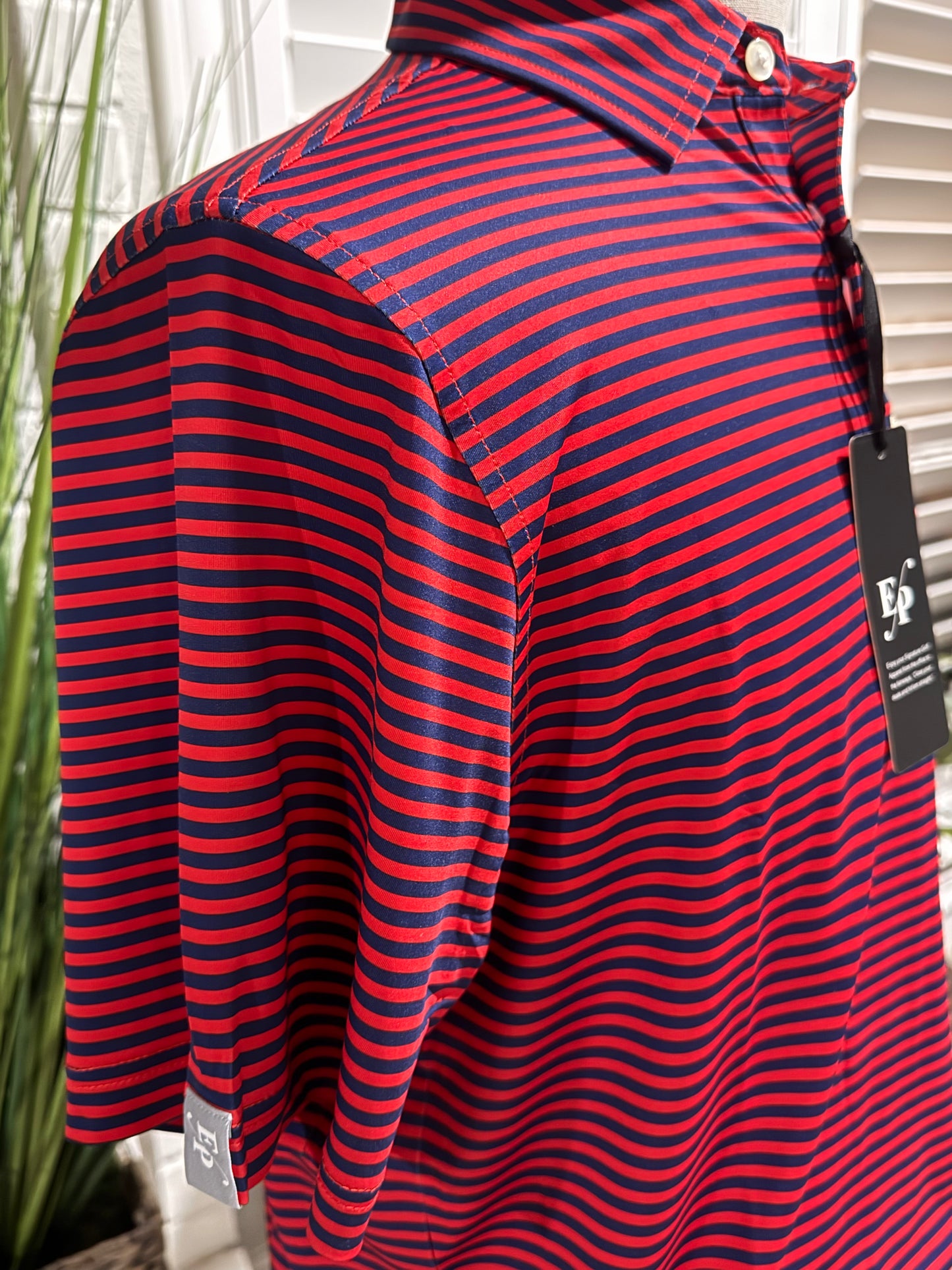 Gentlemen’s Navy and Red Stripped Signature Polo