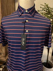Gentlemen’s Red, White, and Navy Stripped Signature Polo