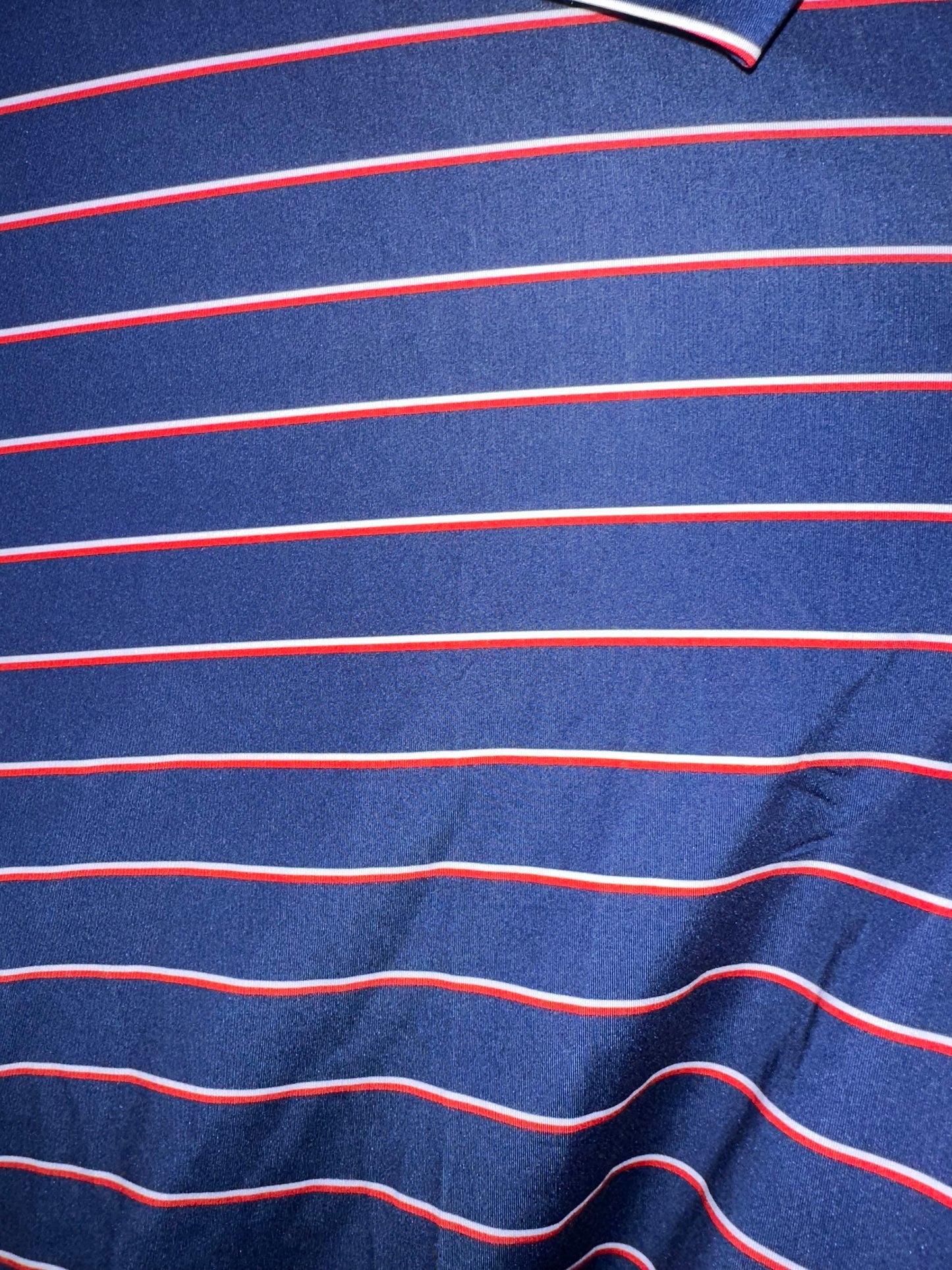 Gentlemen’s Red, White, and Navy Stripped Signature Polo