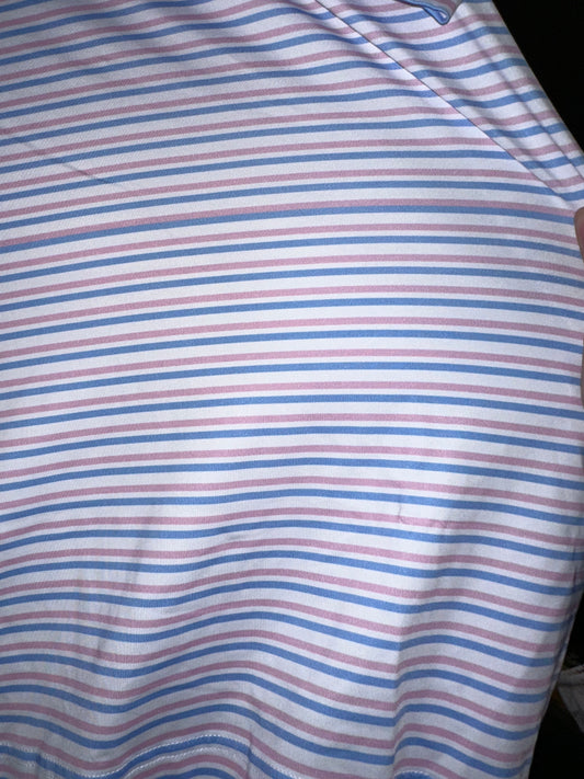 Gentlemen’s Baby Blue and Pink Stripped Signature Polo